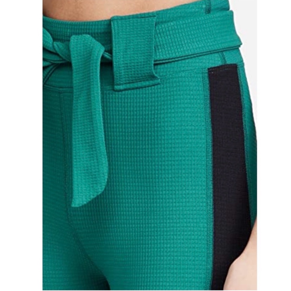 Year of Ours Thermal‎ Ski Belted Leggings M Medium Green Black Stripe Waffle - Picture 4 of 8